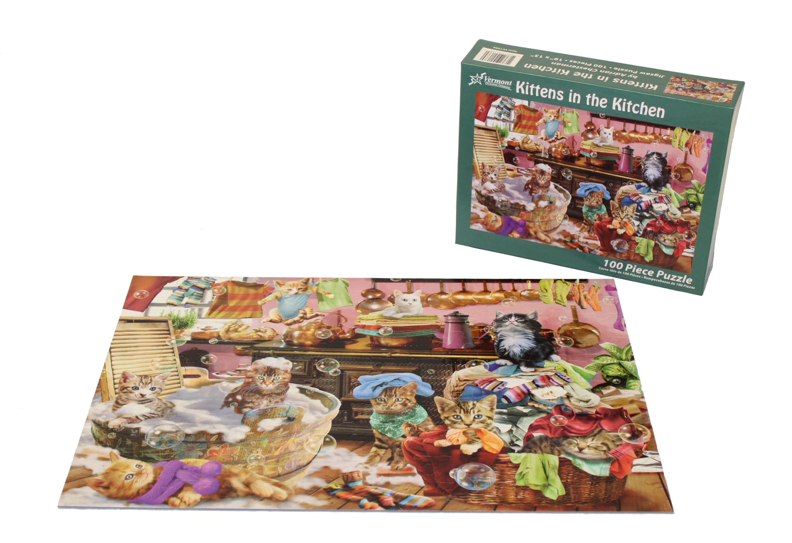 ○5848　ジェームズ・ピーターズ作ホニトン 六角形セラミック ジグソーパズル猫 Amazon.com: Vermont Christmas Company Kittens in The Kitchen